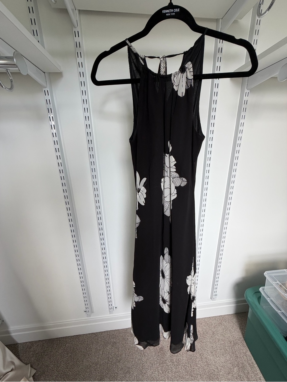 Ann Taylor Black Dress with White Floral Print